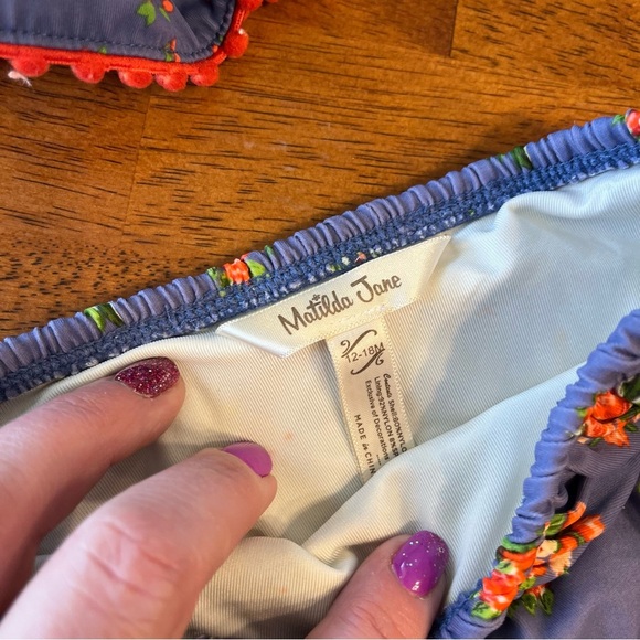 Matilda Jane blue red floral two piece bikini swimsuit size 12-18 months - Picture 5 of 7